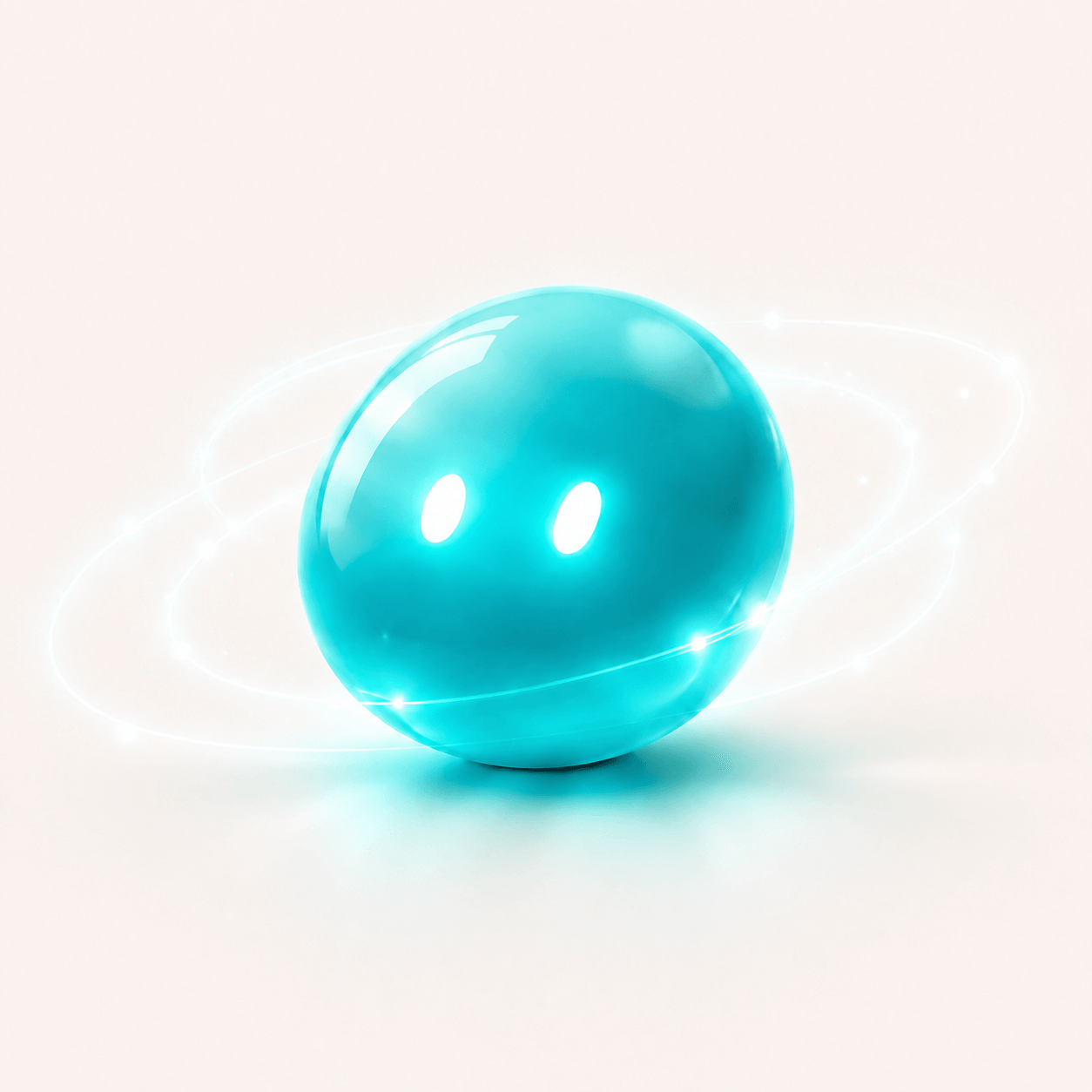 Qi, the ChilQi assistant — a bright cyan orb
